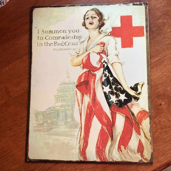 Vintage-look metal wall hanging from Hobby Lobby of WW1 Red Cross poster - Picture 13 of 16